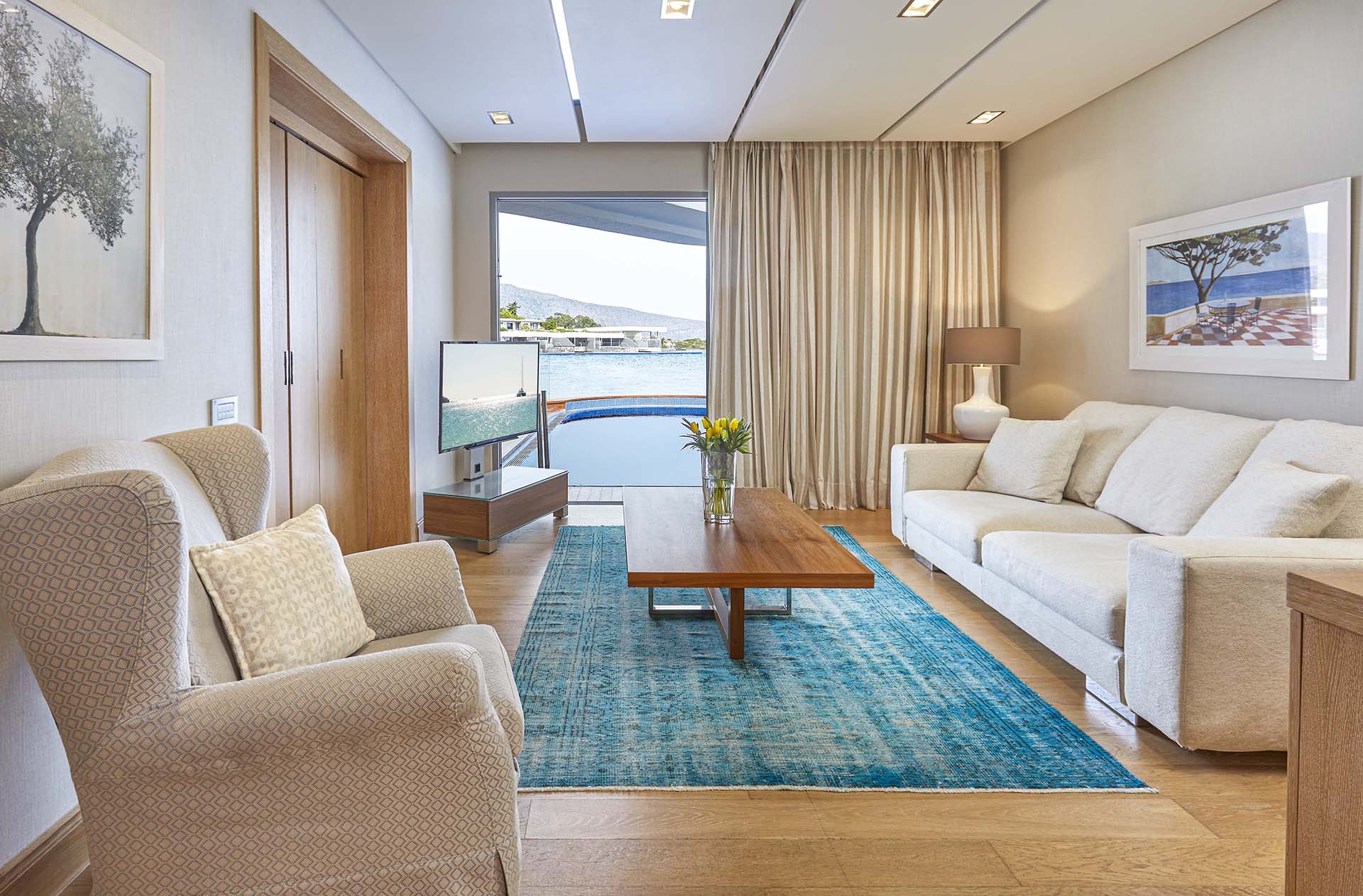 Elounda Beach The Executive Villa With Private Heated Pool Living Room